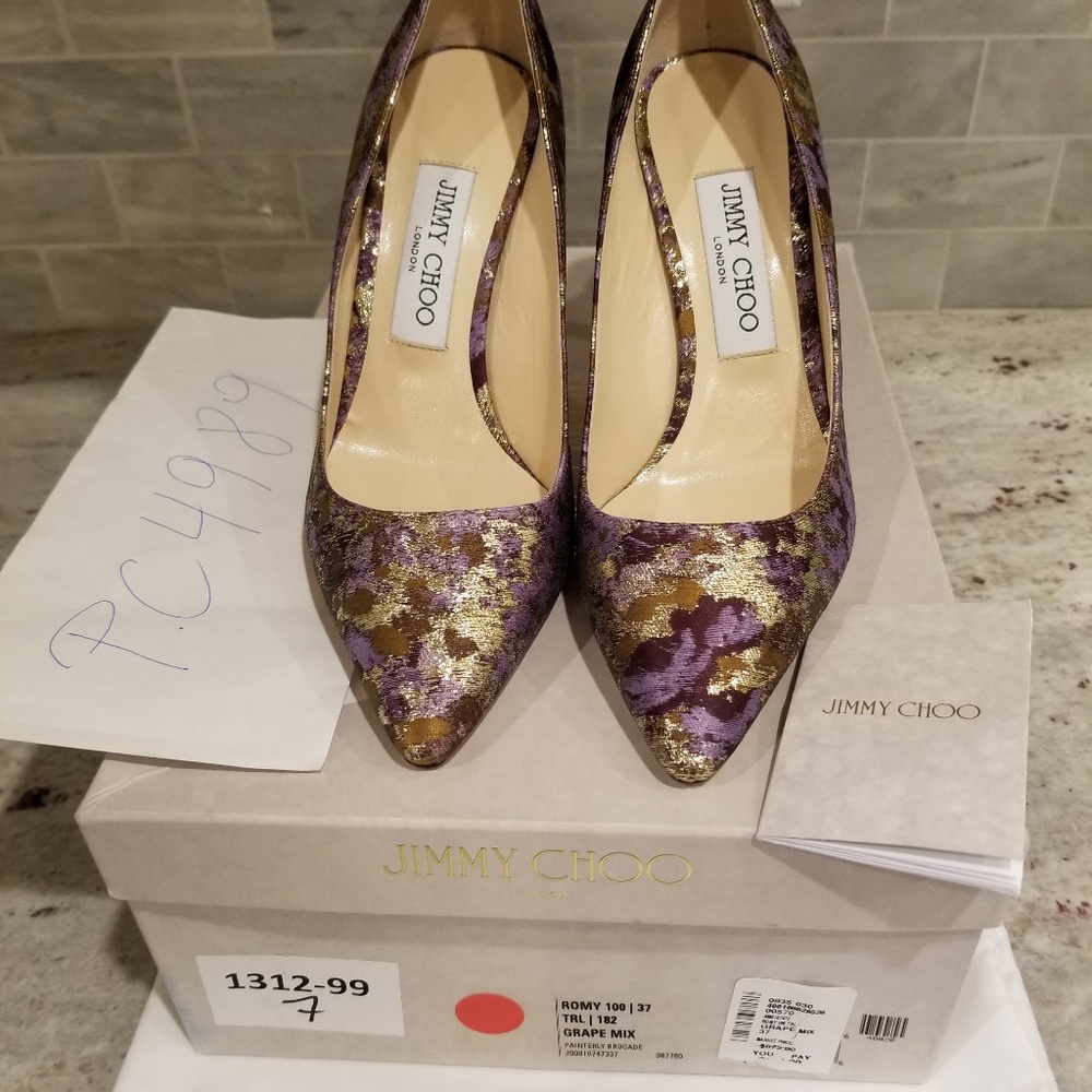 SOLD Jimmy Choo Romy 100 Grape Mix Heels Pumps 37 - Picture 5 of 8